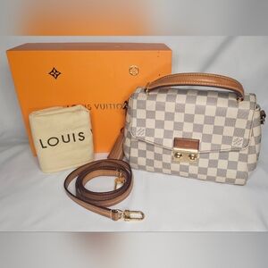 Authentic Louis Vuitton Damier Azur Top Handle Crossbody Bag